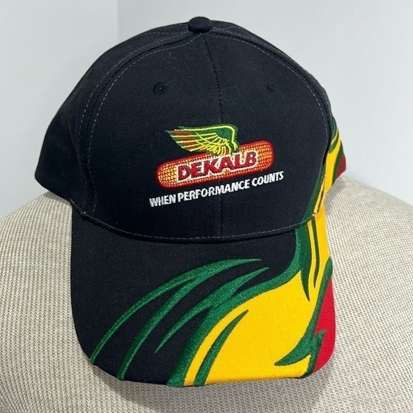 Dekalb Seed Corn Wing Logo Shark Tooth Embroidered Trucker Hat Black NWOT - Picture 1 of 7
